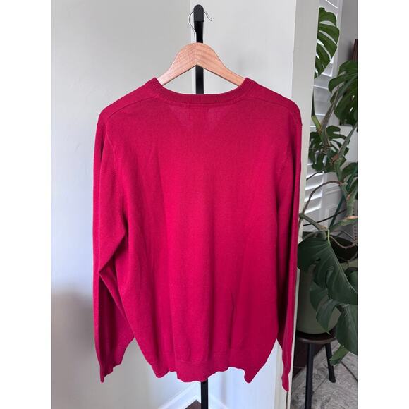 L.L. Bean Mens Red V Neck Sweater - Picture 2 of 3